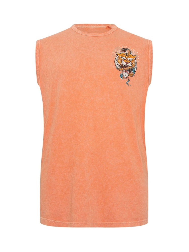 BadRhino Big & Tall Pink Acid Wash 100% Cotton Vest - Image 1 of 2