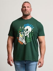 BadRhino Big & Tall Green Endless Summer Skull 100% Cotton T-Shirt - Image 1 of 6