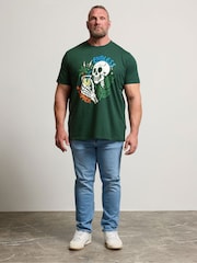 BadRhino Big & Tall Green Endless Summer Skull 100% Cotton T-Shirt - Image 2 of 6
