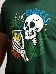 BadRhino Big & Tall Green Endless Summer Skull 100% Cotton T-Shirt - Image 4 of 6