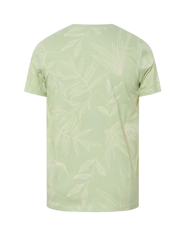 BadRhino Big & Tall Green Leaf Print 100% Cotton T-Shirt - Image 6 of 6 BadRhino Big & Tall Green Leaf Print 100% Cotton T-Shirt - Image 6 of 6
