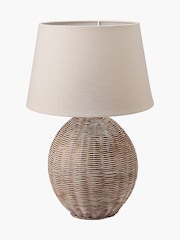 Pacific Lifestyle Natural Raffles Large Rattan Cream Wash Table Lamp - Image 1 of 3
