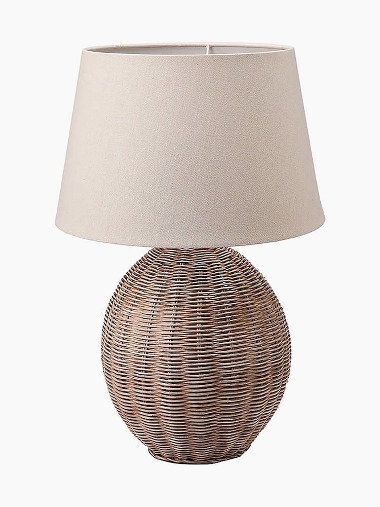 Pacific Lifestyle Natural Raffles Large Rattan Cream Wash Table Lamp - Image 1 of 3