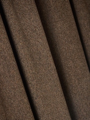 Tan Brown Brushed Herringbone Pencil Pleat Blackout Thermal Curtains - Image 4 of 5