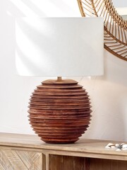 Pacific Lifestyle Brown Pembury Large Turned Wood Table Lamp - Image 1 of 1