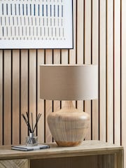 Pacific Lifestyle White Manaia Wash Textured Wood Table Lamp - Image 1 of 5