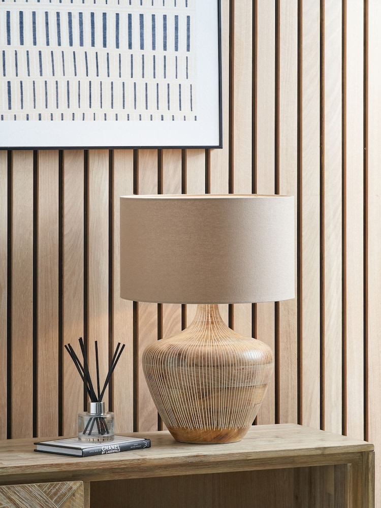 Pacific Lifestyle White Manaia Wash Textured Wood Table Lamp - Image 1 of 5