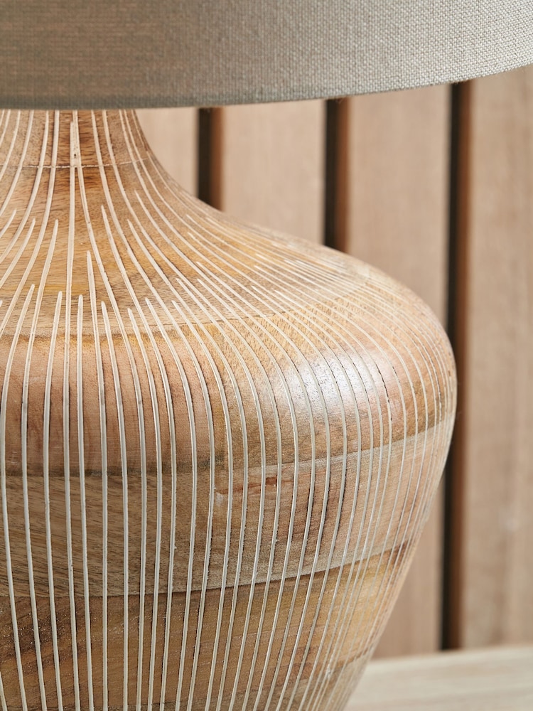 Pacific Lifestyle White Manaia Wash Textured Wood Table Lamp - Image 5 of 5