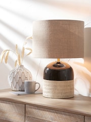 Pacific Lifestyle Black Lotta Stoneware Table Lamp - Image 1 of 5