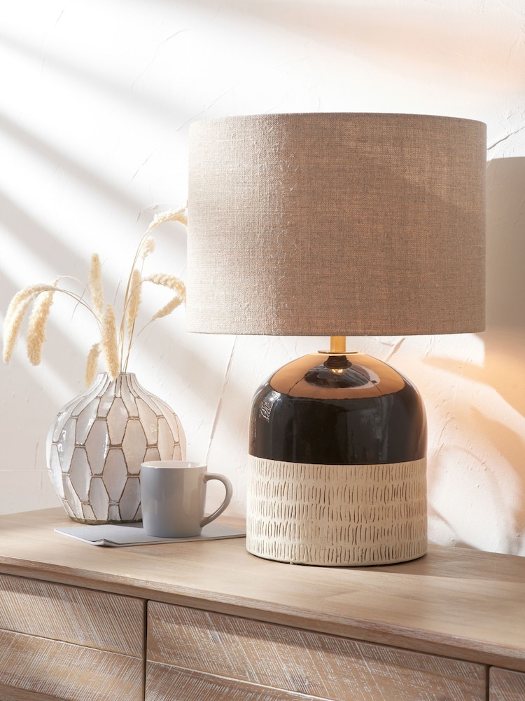 Pacific Lifestyle Black Lotta Stoneware Table Lamp - Image 1 of 5