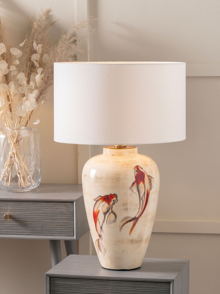 Pacific Lifestyle Natural Emerayn Koi Ceramic Table Lamp - Image 1 of 5