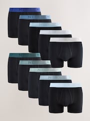 Shiny Blues Waistbands A-Front Boxers 10 Pack - Image 1 of 14