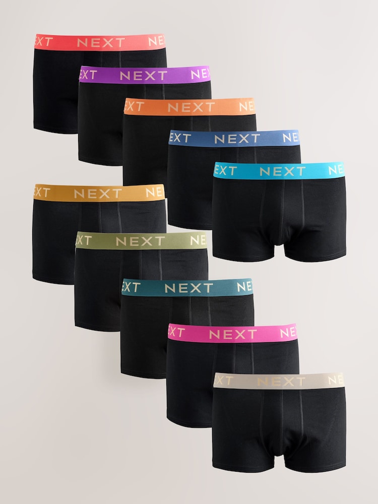 Black Bright White Gold Waistbands A-Front Boxers 10 Pack - Image 1 of 15