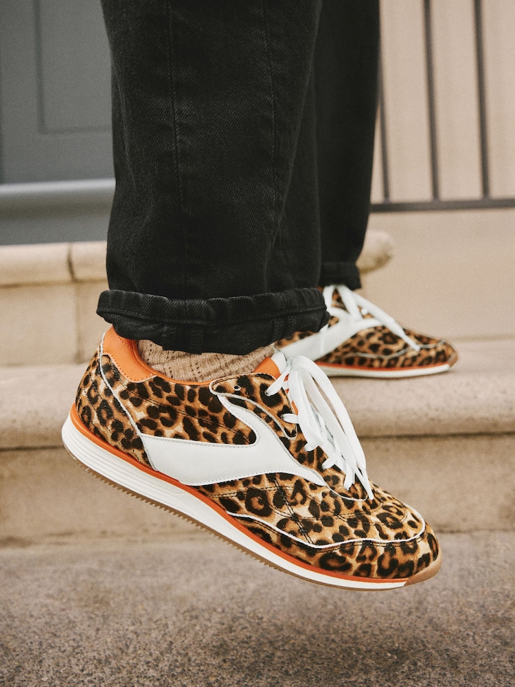 Leopard Forever Comfort Panel Detail Lace-Up Trainers - Image 2 of 9