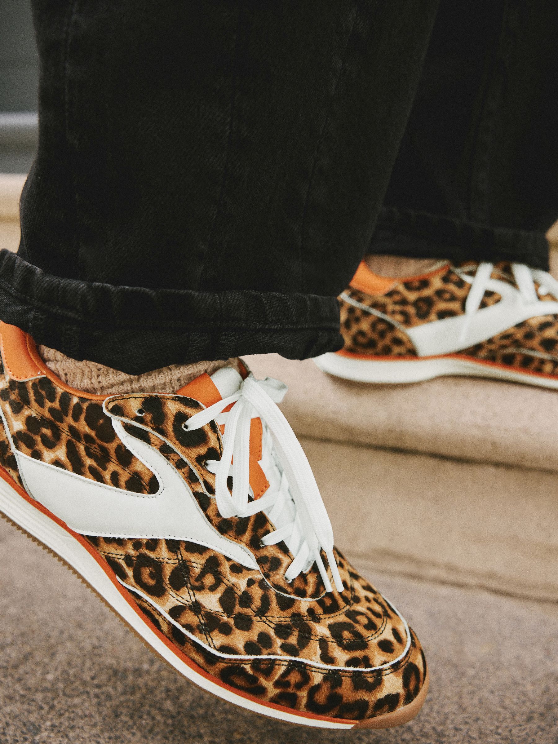 Buy Leopard Forever Comfort® Panel Detail Lace-Up Trainers from