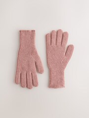 Pink Rib Knit Gloves - Image 1 of 3