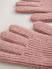 Pink Rib Knit Gloves - Image 3 of 3