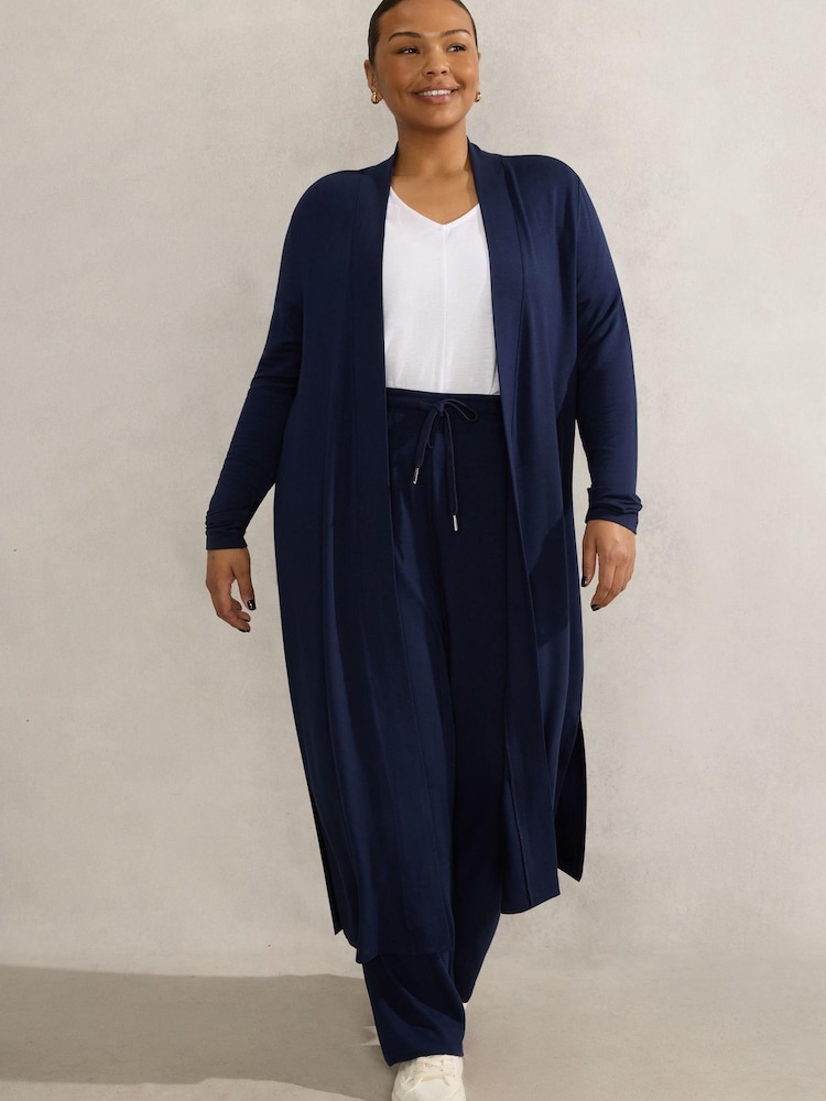 Live Unlimited Blue Curve Lightweight Supersoft Maxi Cardigan - Image 1 of 3 Live Unlimited Blue Curve Lightweight Supersoft Maxi Cardigan - Image 1 of 3