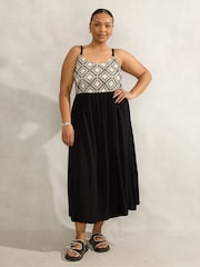 Live Unlimited Black Curve Crinkled Crochet Dress - Image 1 of 7