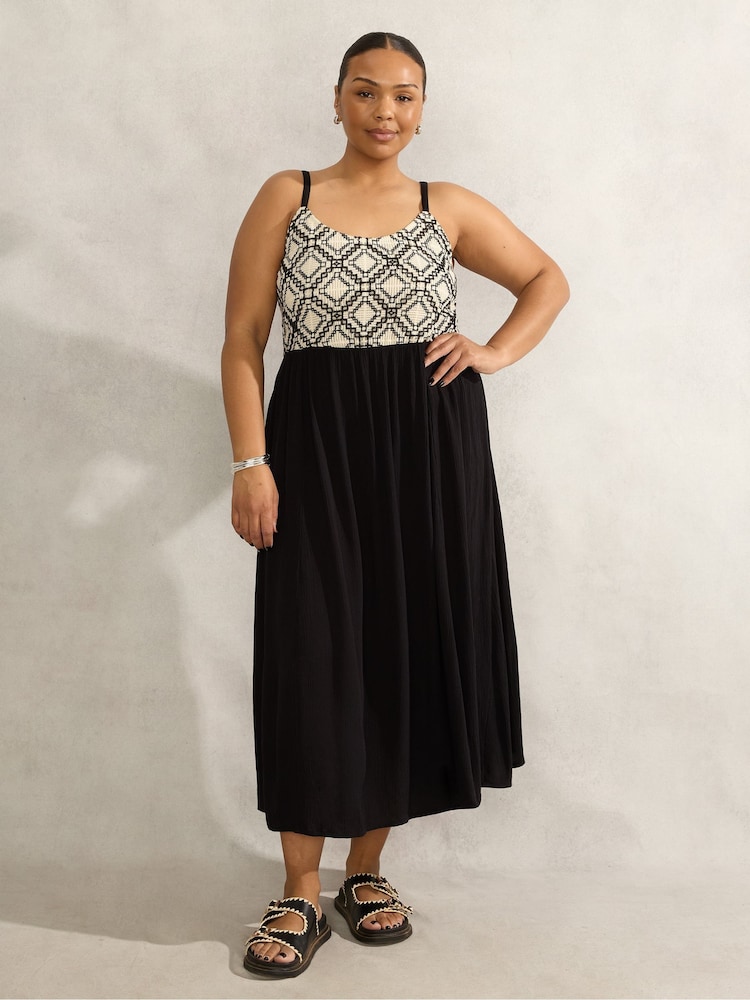 Live Unlimited Black Curve Crinkled Crochet Dress - Image 1 of 7