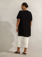 Live Unlimited Black Curve Woven V-Neck Side Split Tunic - Image 2 of 3