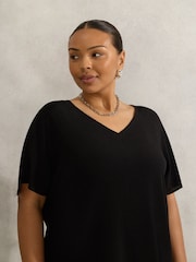 Live Unlimited Black Curve Woven V-Neck Side Split Tunic - Image 3 of 3