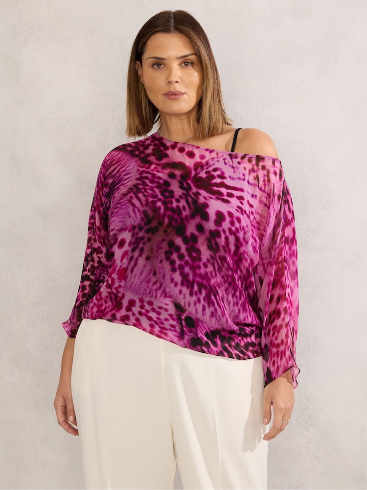 Live Unlimited Pink Curve Animal Print Chiffon Blouse - Image 1 of 4