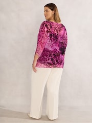 Live Unlimited Pink Curve Animal Print Chiffon Blouse - Image 4 of 4