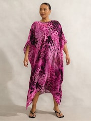 Live Unlimited Pink Curve Animal Print Kaftan Dress - Image 1 of 6