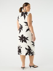 Live Unlimited White Curve Floral Print Pleat Side Midi Dress - Image 3 of 3