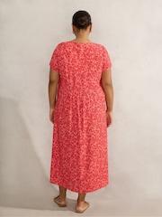 Live Unlimited Pink Curve Ditsy Print Short Sleeve Midi Dress - Image 4 of 4