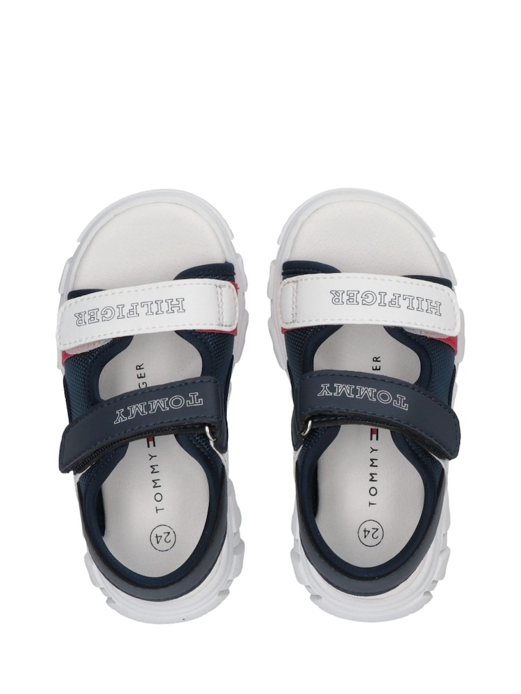 Tommy Hilfiger Blue Colourblock Velcro Sandals - Image 3 of 4