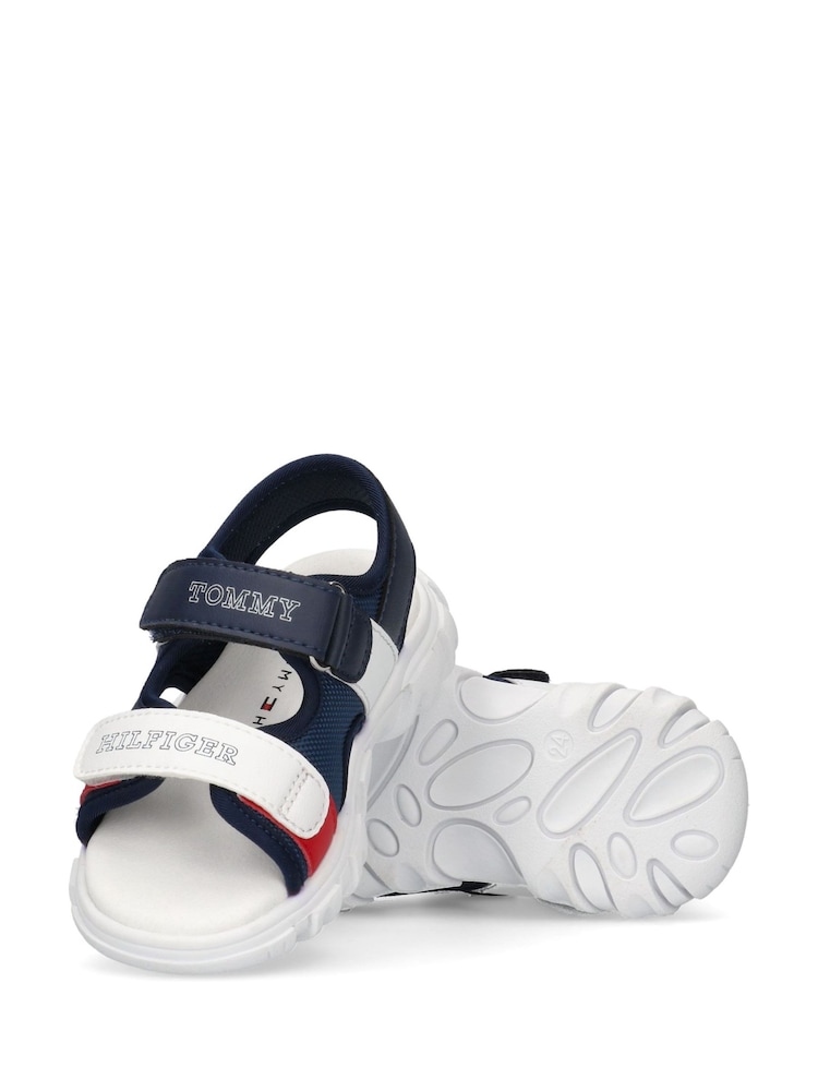 Tommy Hilfiger Blue Colourblock Velcro Sandals - Image 4 of 4