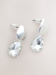 Silver Tone Sparkle Drop Stud Earrings - Image 1 of 3