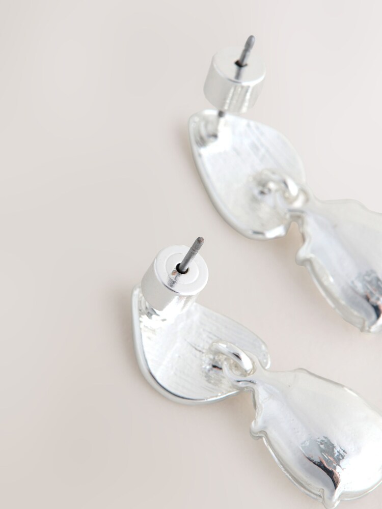 Silver Tone Sparkle Drop Stud Earrings - Image 3 of 3