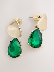 Green Sparkle Drop Stud Earrings - Image 1 of 3