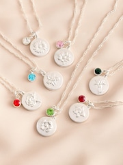 Silver Tone Birthstone Birth Flower Necklace - Image 1 of 2