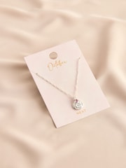Silver Tone Birthstone Birth Flower Necklace - Image 2 of 2