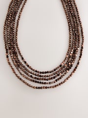 بني - Flat Facetted Bead Graduated Layer Necklace - صورة 2 من 4