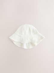 Ecru Woven Crinkle Baby Bucket Hat (0mths-2yrs) - Image 1 of 3