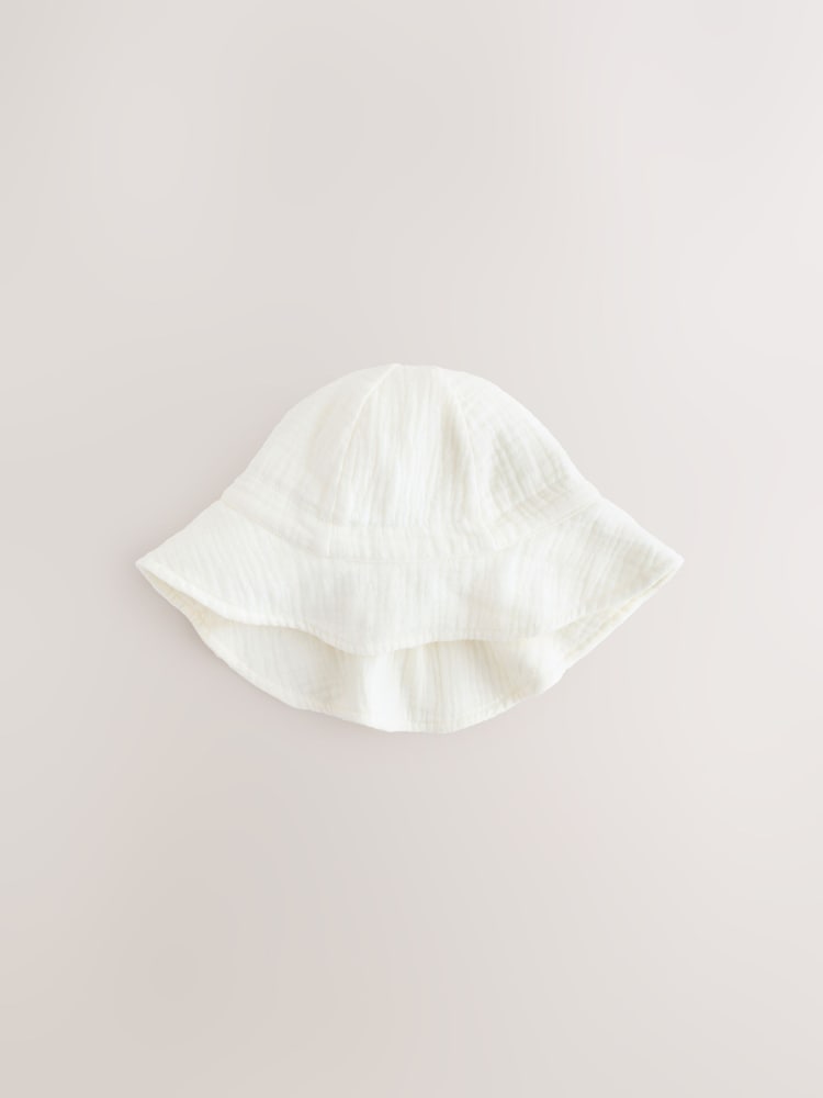 Ecru Woven Crinkle Baby Bucket Hat (0mths-2yrs) - Image 1 of 3