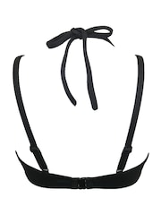 Pour Moi Black Padded Hawaii Double Strap Underwired Padded Halter Bikini Top - Image 4 of 4