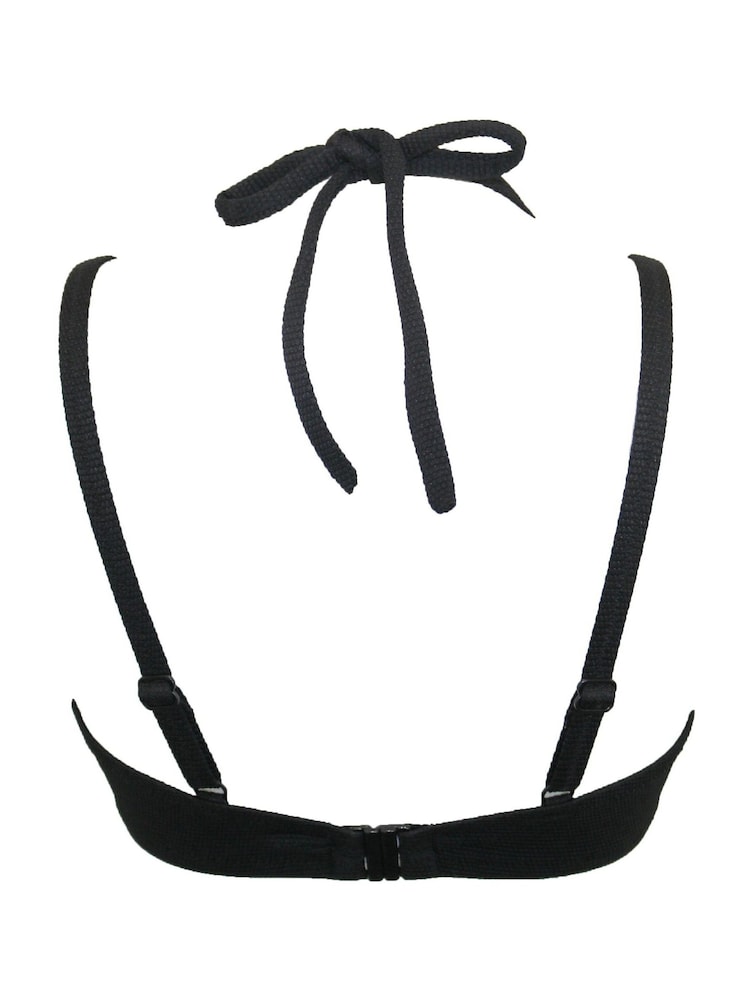 Pour Moi Black Padded Hawaii Double Strap Underwired Padded Halter Bikini Top - Image 4 of 4