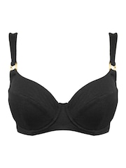 Pour Moi Black Non Padded Hawaii Double Strap Underwired Padded Halter Bikini Top - Image 3 of 4