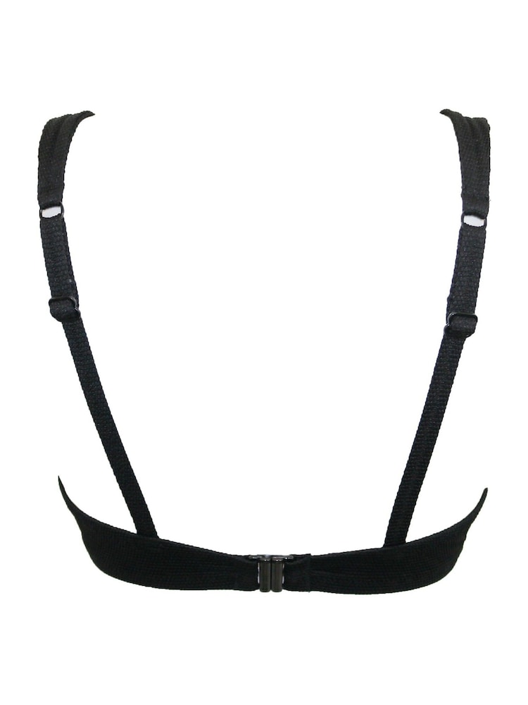 Pour Moi Black Non Padded Hawaii Double Strap Underwired Padded Halter Bikini Top - Image 4 of 4