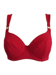 Pour Moi Red Non Padded Underwired Hawaii Double Strap Halter Bikini Top - Image 3 of 4