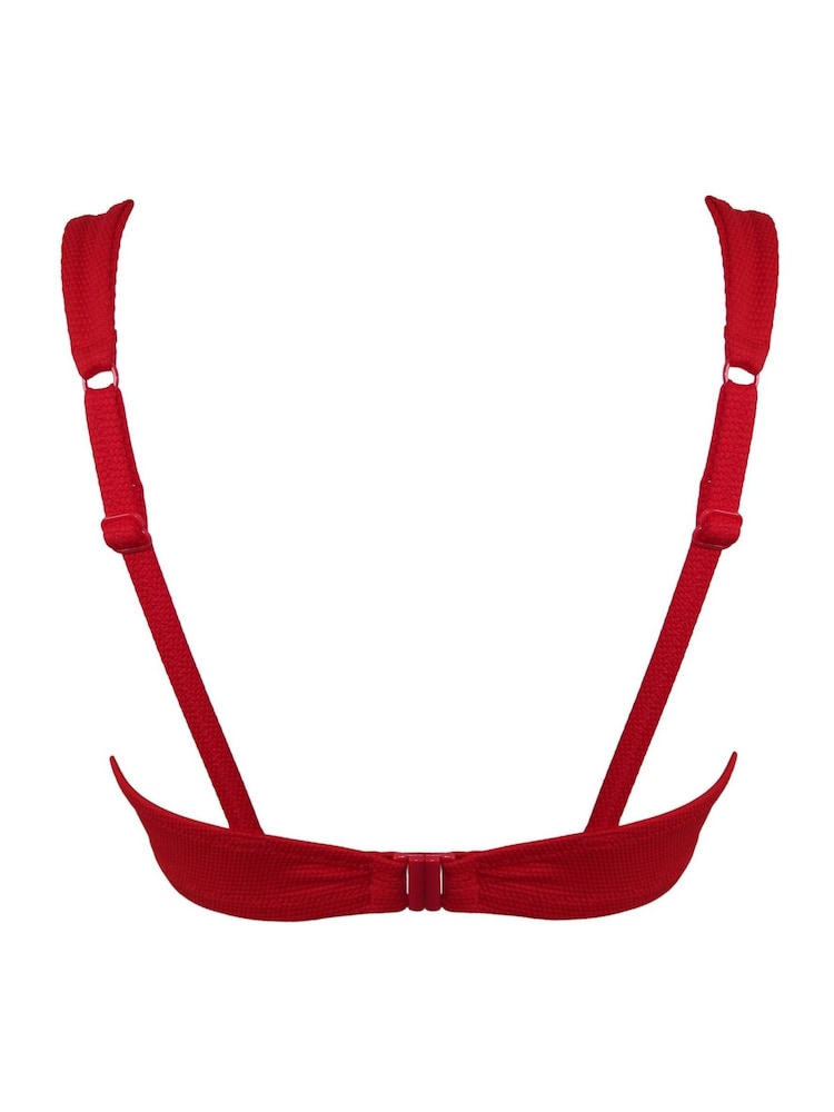 Pour Moi Red Non Padded Underwired Hawaii Double Strap Halter Bikini Top - Image 4 of 4