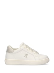 Tommy Hilfiger White Side Zip Low Cut Velcro Trainers - Image 1 of 5