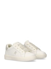 Tommy Hilfiger White Side Zip Low Cut Velcro Trainers - Image 2 of 5