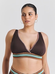 Simply Be Brown Elastic Detail Bikini Set - Image 1 of 4